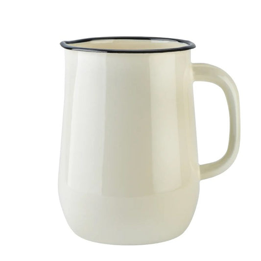 Küche: Isabelle Rose Krug Kanne Vase "Emilie" aus Creme Emaille mit 2,5l Fassungsvermögen, dekorative Metallvase