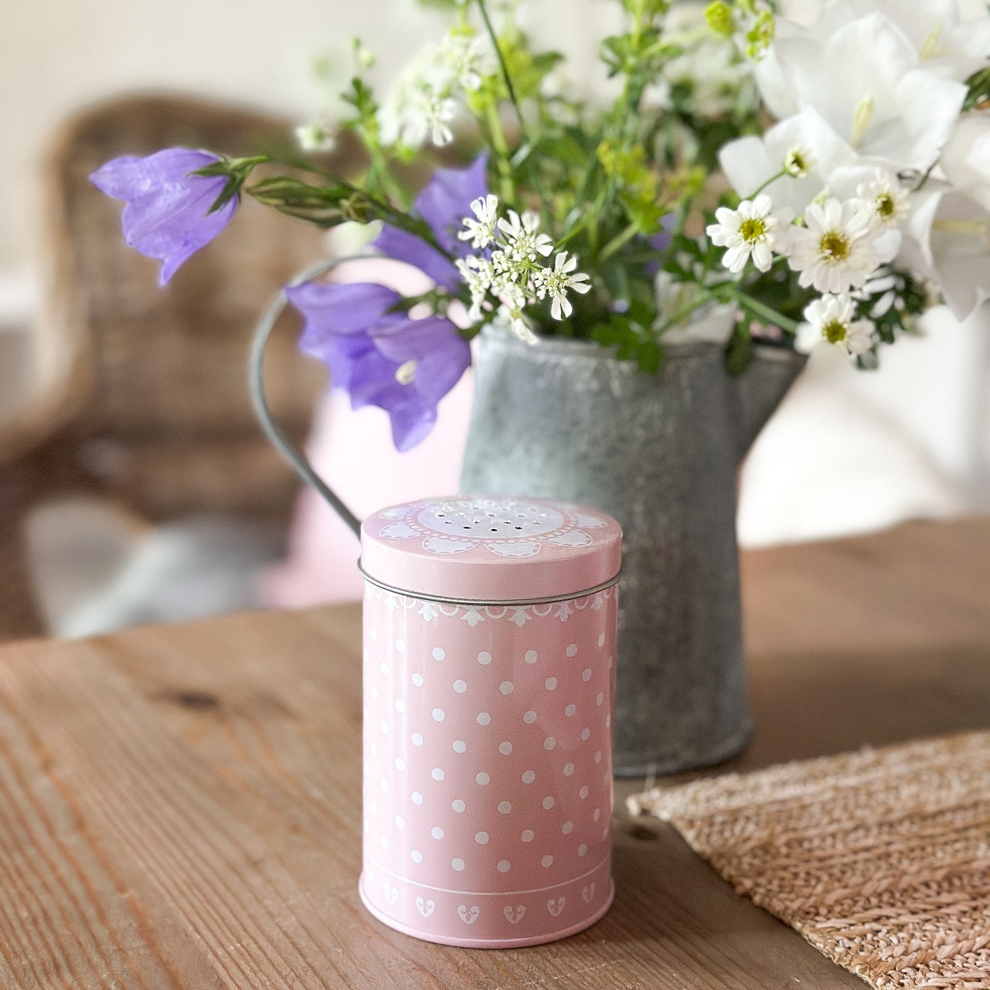 Streuer Zucker Dose "Zuckerkuss" Metall Rosa 10cm - Wohnen auf dem Land