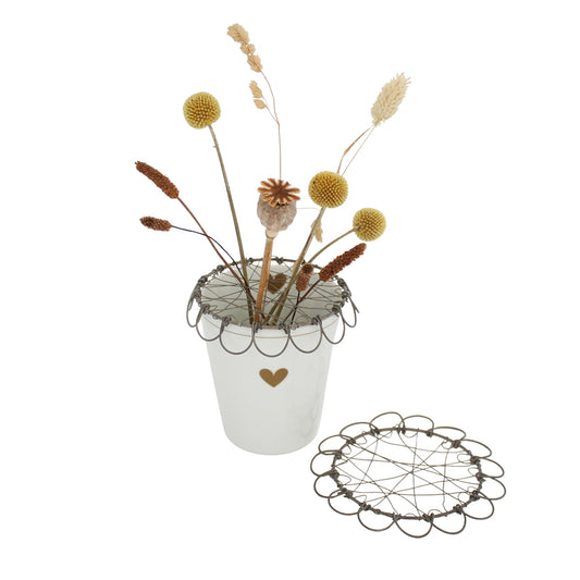Blumenhalter "Wire Lid for Happy Mug" Metall Zink Grau - Wohnen auf dem Land