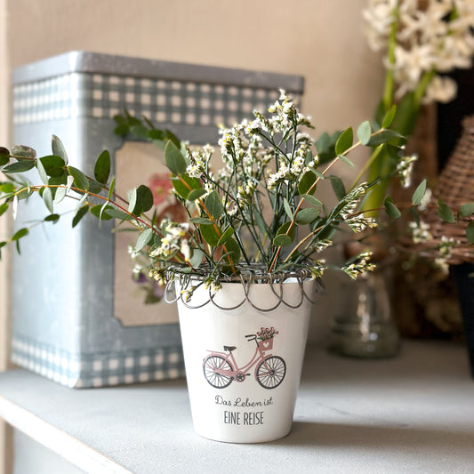 Blumenhalter "Wire Lid for Happy Mug" Metall Zink Grau - Wohnen auf dem Land