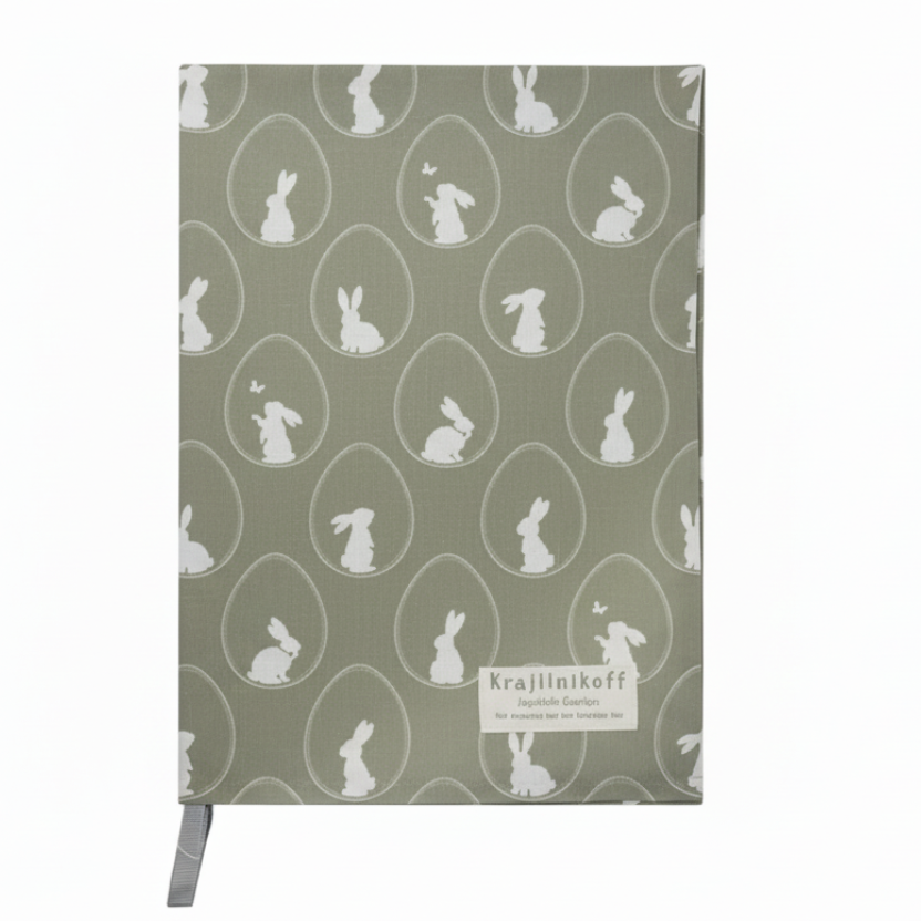 Geschirrtuch "Allover Bunnies" von Krasilnikoff mit Hasenmotiv in Sage Grün, weiche Textilien, fröhliches Muster