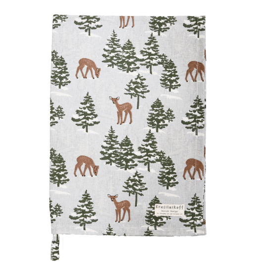Geschirrtuch "Bambi in Forest" Wald Dekor Weiß Grau - Wohnen auf dem Land