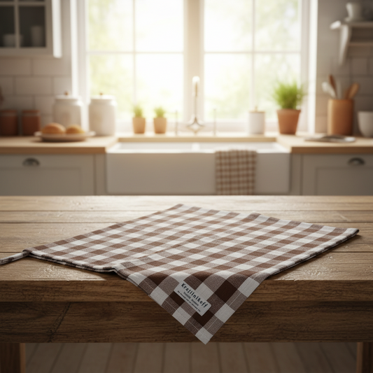 Geschirrtuch "Large Check" Karos Groß Braun