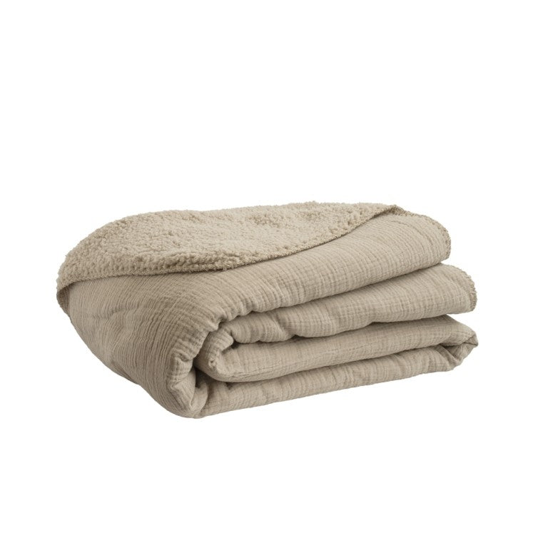 Plaid Decke "Phileine" Taupe 130x170 - Wohnen auf dem Land