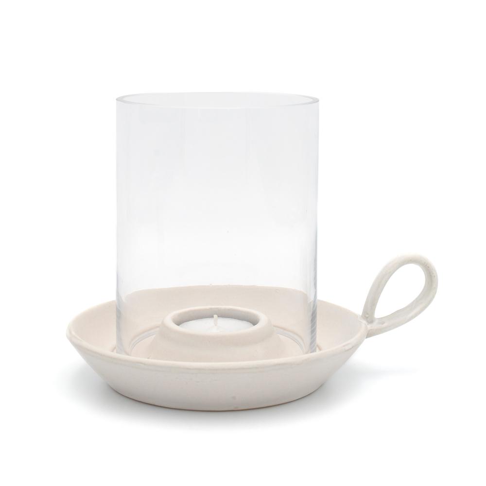 Teelichthalter Glas "Tina" Keramik weiß 15cm - Wohnen auf dem Land