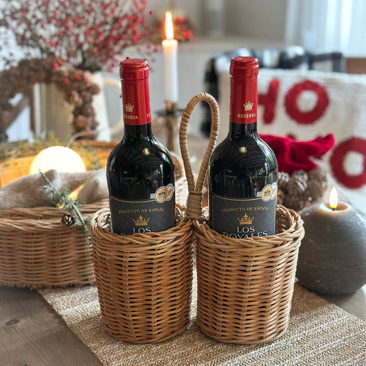 Flaschenhalter 2er „Duo Nature“ Rattan Natur 24cm - Wohnen auf dem Land