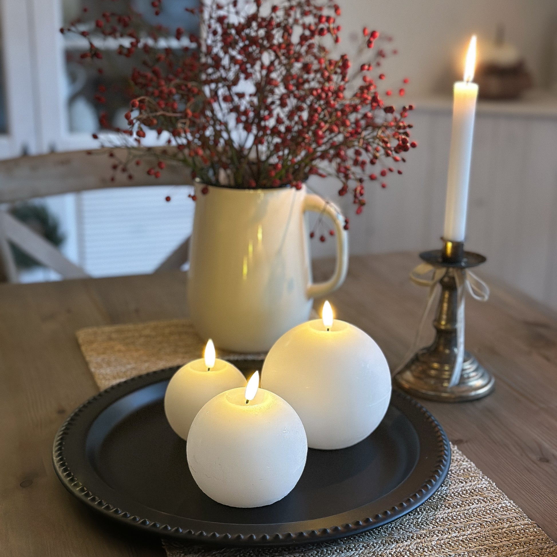 LED Kugelkerze "Luna" Echtwachs Rustic 2 Farben groß - Wohnen auf dem Land