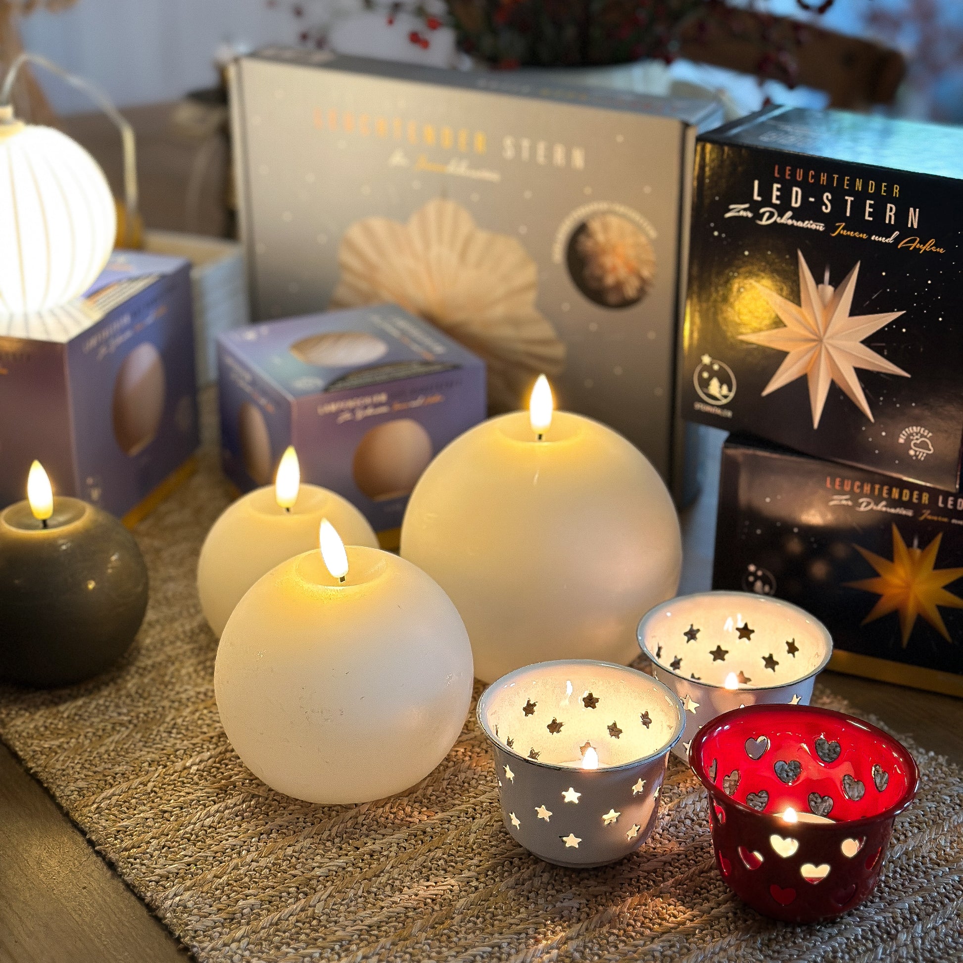 LED Kugelkerze "Luna" Echtwachs Rustic 2 Farben klein - Wohnen auf dem Land