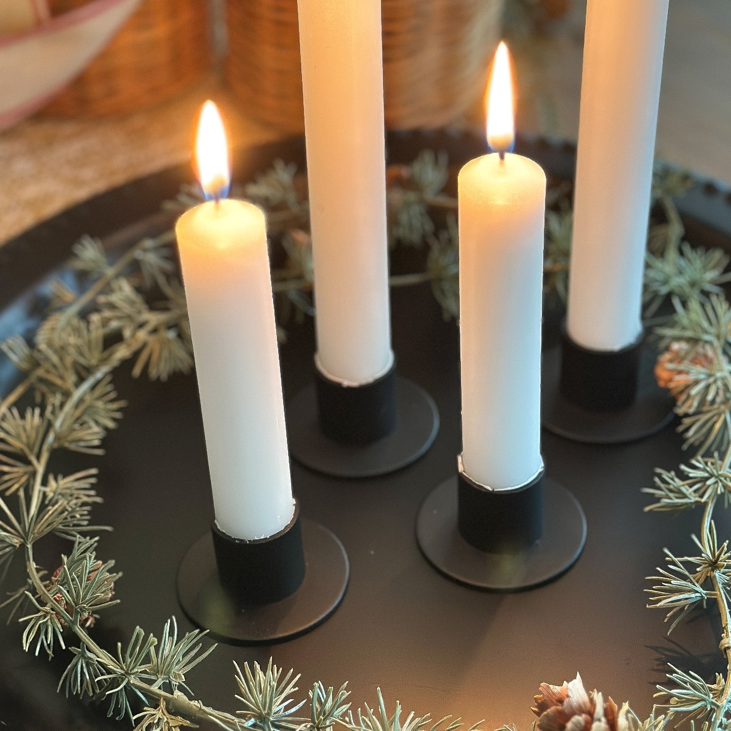 Kerzenhalter für Stabkerzen "Pure Black" Metall 4er Set - Wohnen auf dem Land