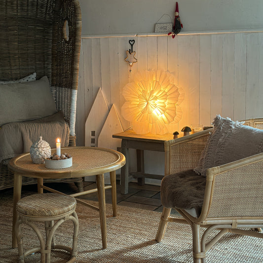 Leuchtstern 3D Aufhänger "Eisblume" Papier LED Weiß 50cm - Wohnen auf dem Land