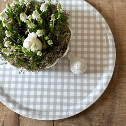 Tablett Schale "Rutan" Karo Grau 38cm - Wohnen auf dem Land