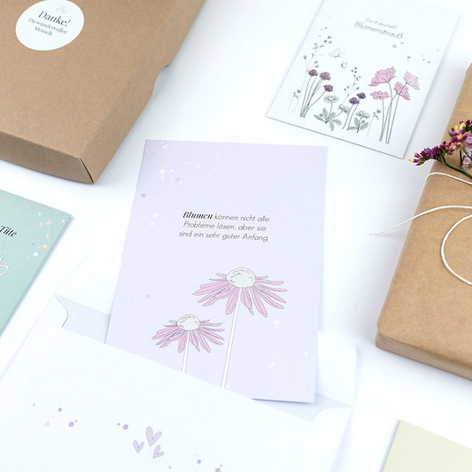 Postkarte "Blumen sind ein guter Anfang" - Wohnen auf dem Land