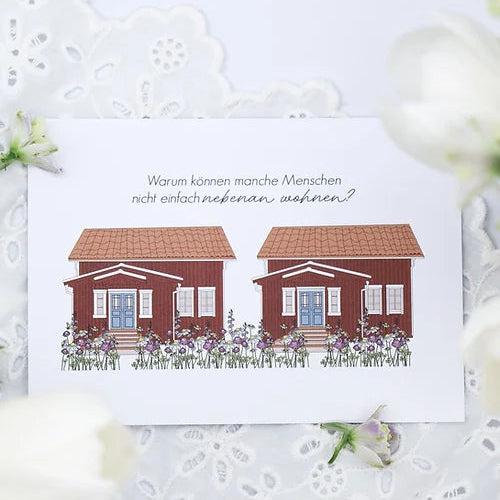 Postkarte "Warum können manche Menschen nicht einfach nebenan wohnen?" - Wohnen auf dem Land