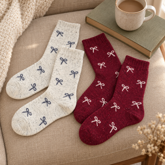 Socken „Schleifenliebe“ 2er-Set Blau Rot 36–41 – 2