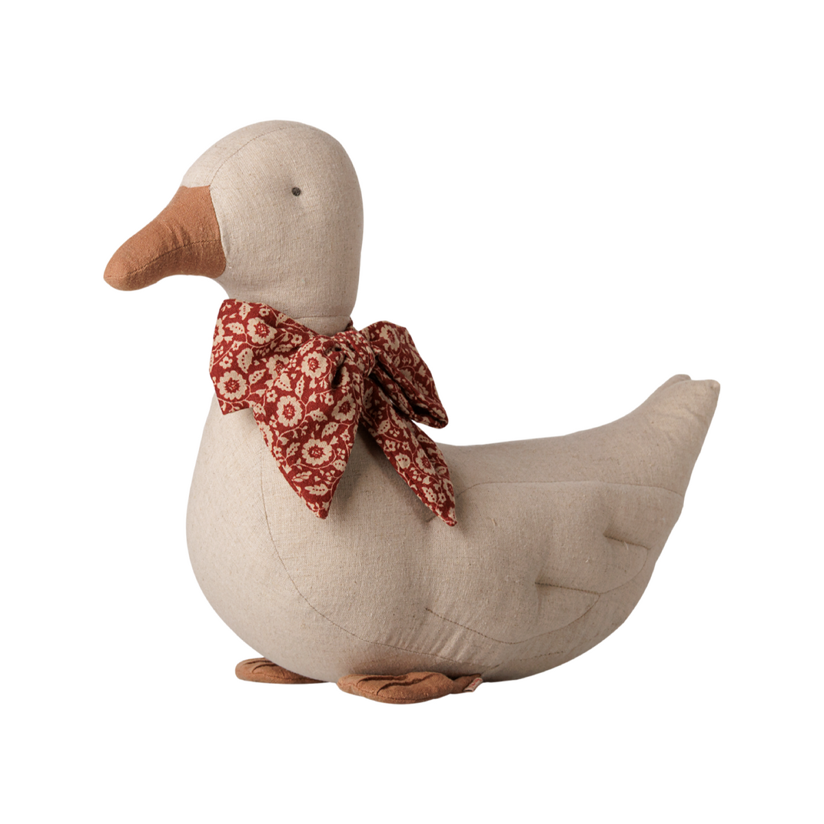 Maileg Ente mit Schleife Stoff Sand – 35 cm – Freisteller