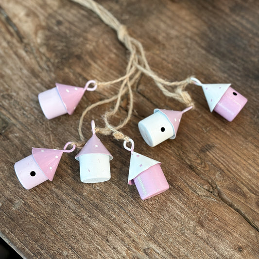 Anhänger Vogelhäuser "Cottage Style" Eisen Flieder 6er Bund - Wohnen auf dem Land