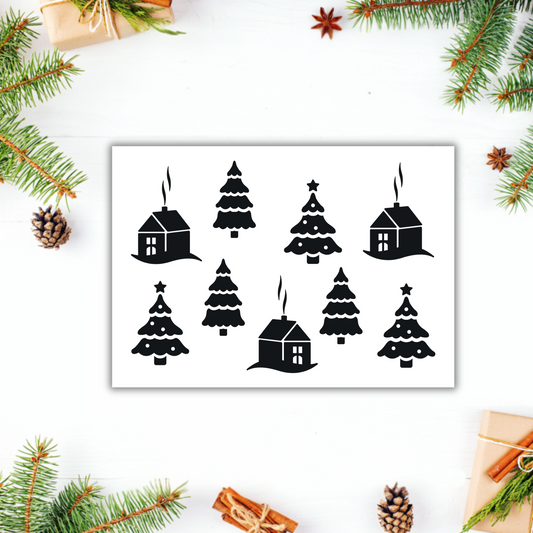 Aufkleber "Weihnachtswelt" S/W - Wohnen auf dem Land
