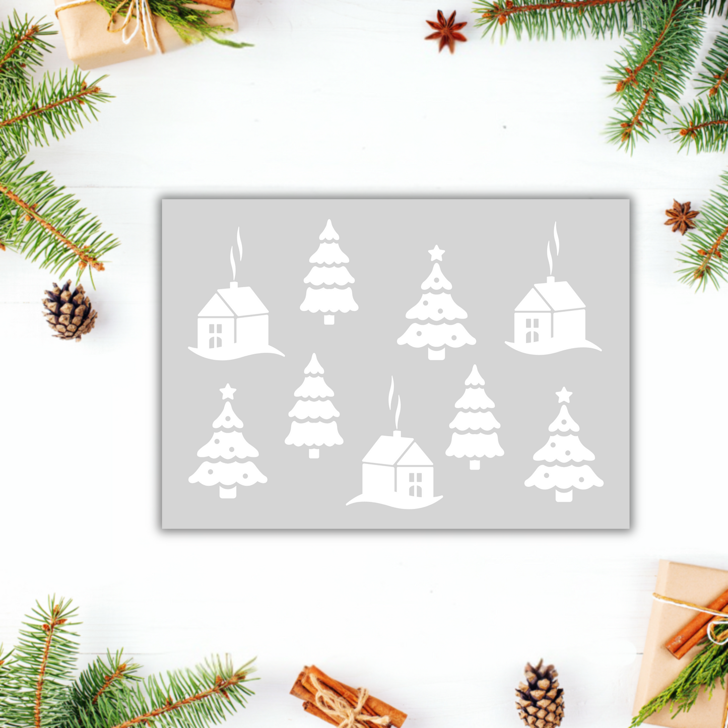 Aufkleber "Weihnachtswelt" S/W - Wohnen auf dem Land