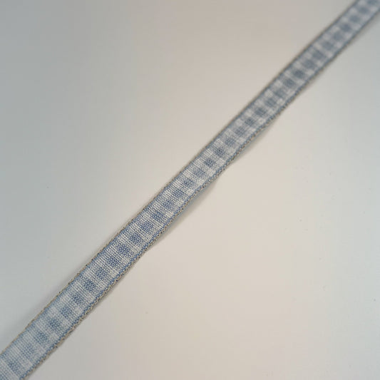 Hellesblaues Dekoband "Blaue Karos" von Wohnen auf dem Land, 15 mm breit, mit kariertem Muster, ideal für Dekorationen