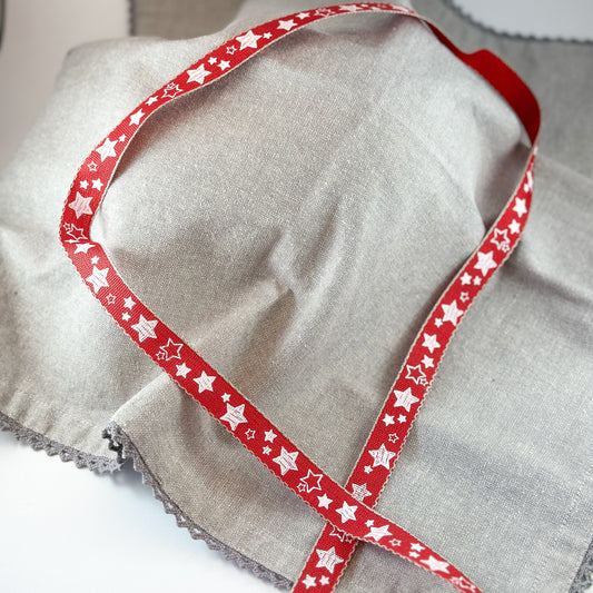 Dekoband "Christmas Stars" Rot Baumwolle 15mm - Wohnen auf dem Land