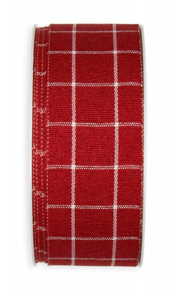 Dekoband "Karo" Baumwolle Rot 35mm - Wohnen auf dem Land