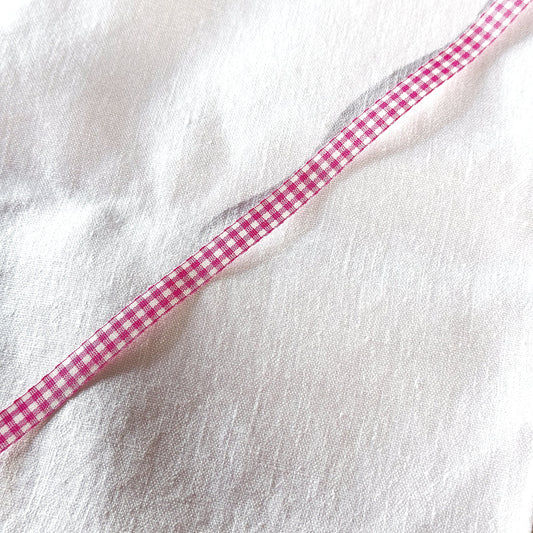 Dekoband "Rosa Karos" von Wohnen auf dem Land, pinkes Design mit 10mm breiten Karos, dekoratives Band für Bastel- und Dekorationsprojekte