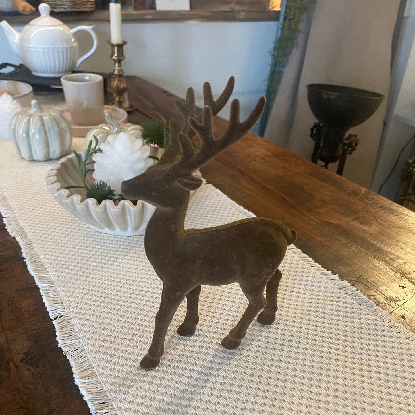 Deko Figur Hirsch "Velvet" beflockt braun 21cm - Wohnen auf dem Land