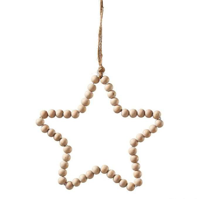 Anhänger Holz Perlen "Stern" Natur 13cm - Wohnen auf dem Land