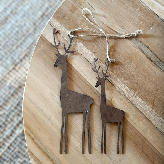 Aufhänger Deko Rentiere "Nordlicht" Metall vintage braun 2er Set - Wohnen auf dem Land