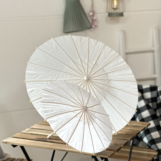 Deko Sonnenschirm "Shiro" Papier Natur Weiß 2 Größen - Wohnen auf dem Land