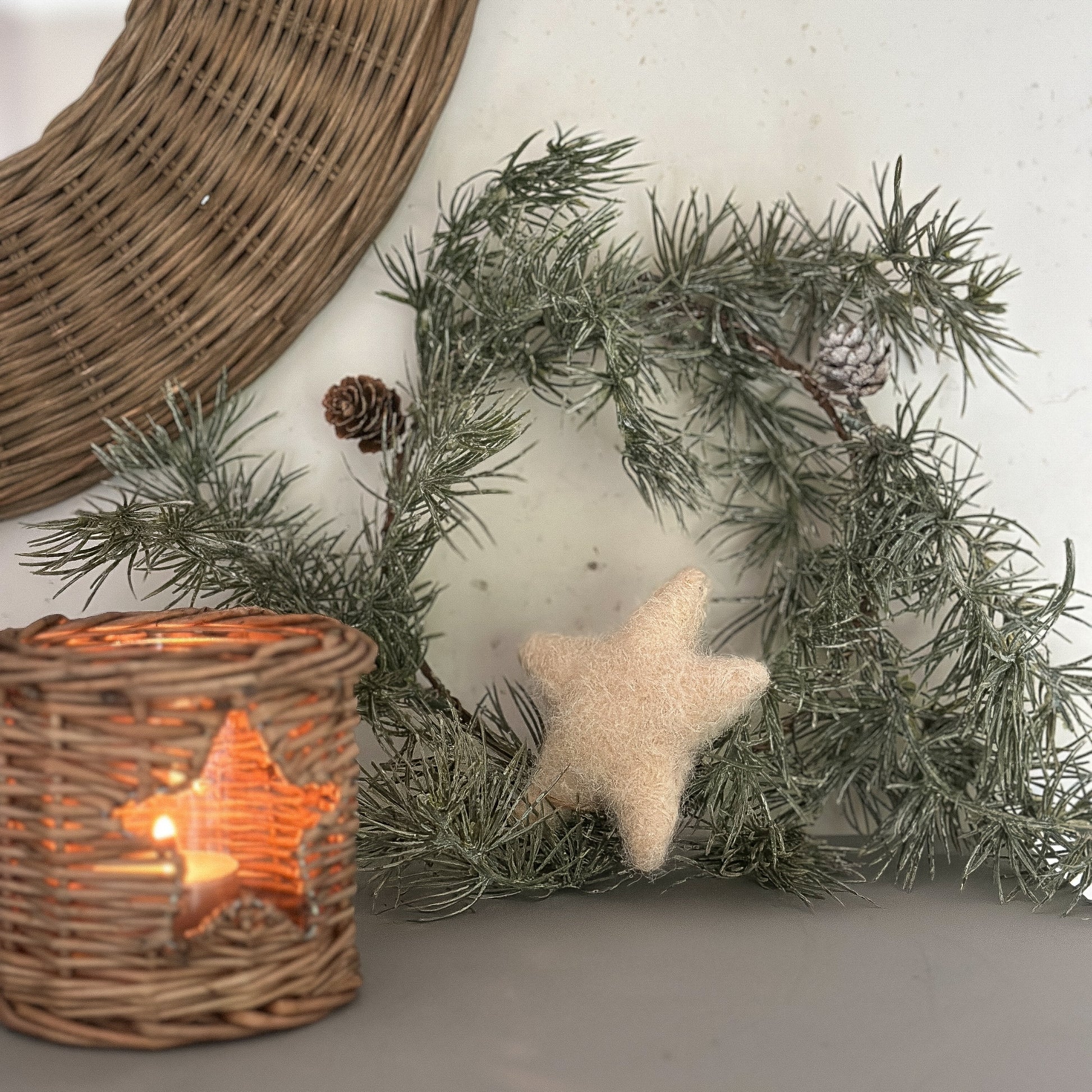 Aufhänger Deko Sterne "Für Dich" Stoff creme beige 2er Set - Wohnen auf dem Land