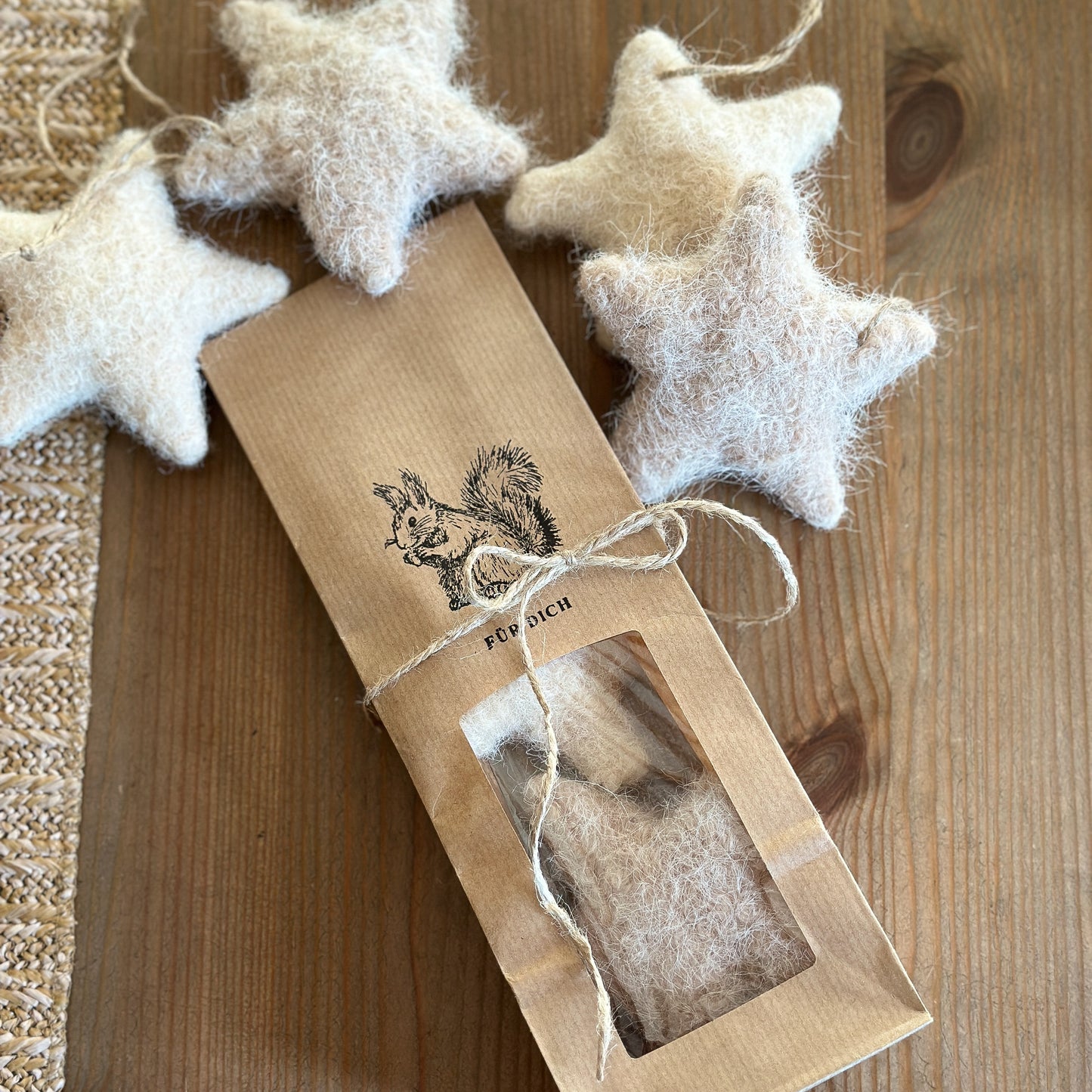 Aufhänger Deko Sterne "Für Dich" Stoff creme beige 2er Set - Wohnen auf dem Land