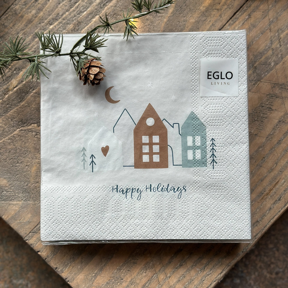 Weihnachtliche Servietten "Happy Holidays" aus Papier, 20 Stück, 33 cm, Esstischdeko von Wohnen auf dem Land
