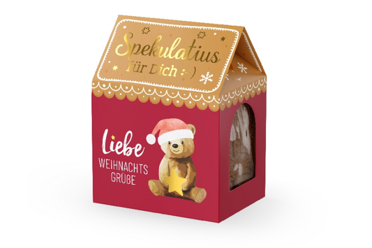 Weihnachtsgruß Kekshaus “Spekulatius für Dich :-)” Geschenk-Set 8 Varianten 100g - Wohnen auf dem Land