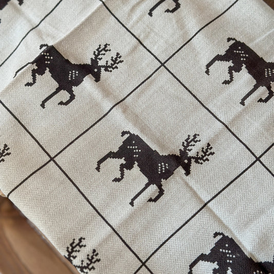 Geschirrtuch Skandi "Rentier" Baumwolle beige 50x70 - Wohnen auf dem Land