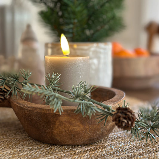 LED Kerze "Calme" Grau Taupe 5,5 x 8,5cm - Wohnen auf dem Land