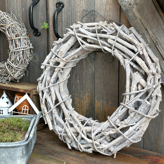 Naturkranz "Big Willow" aus Rattan, 40cm Durchmesser, handgefertigt, ideal für Dekoration im Landhausstil.