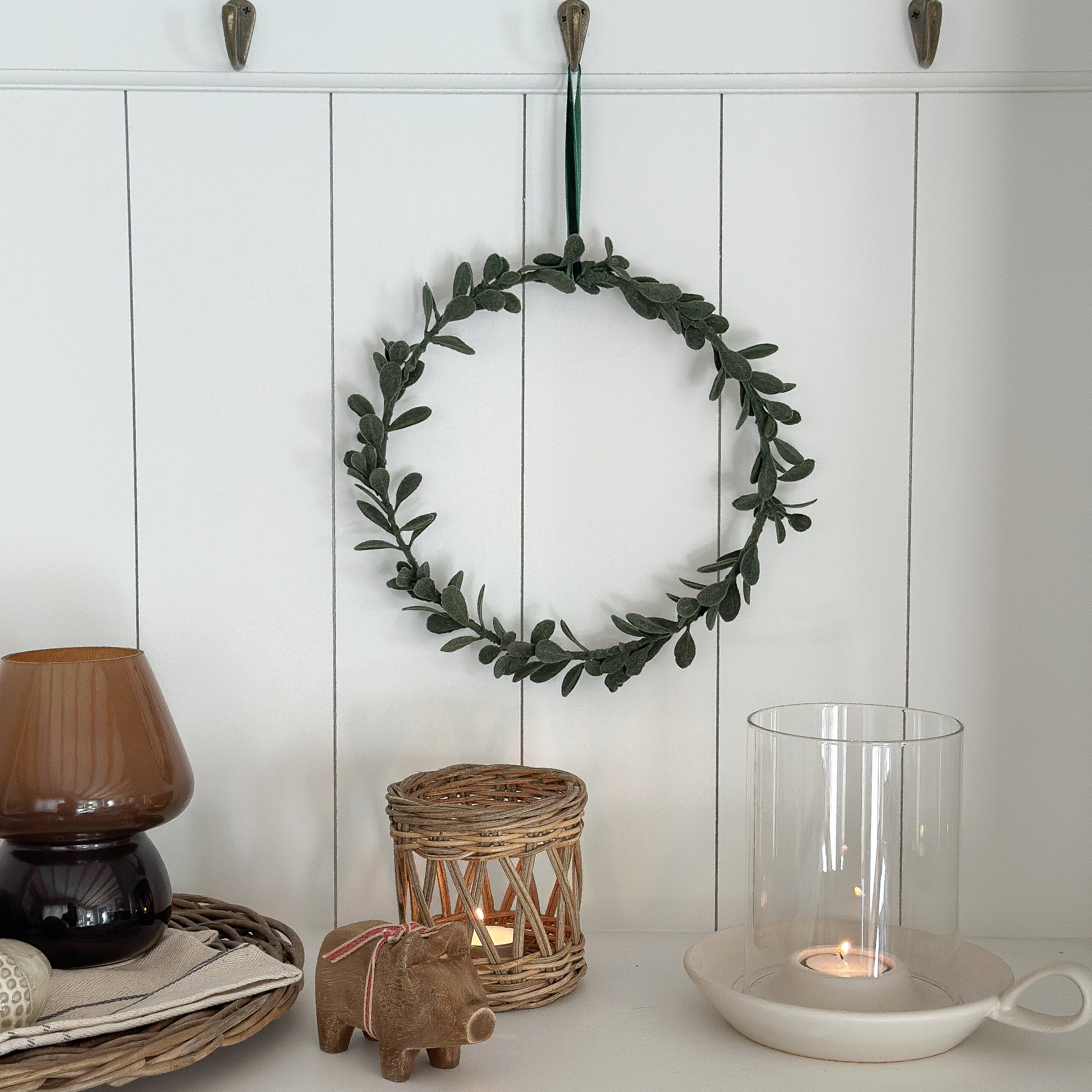 Kranz Blätter "Misty Green" grün 23cm - Wohnen auf dem Land