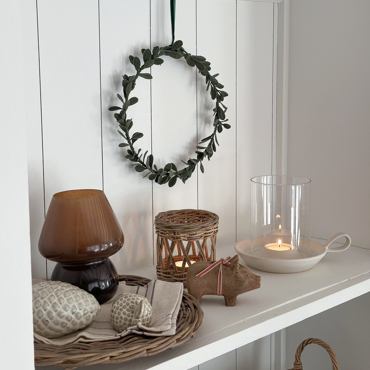 Kranz Blätter "Misty Green" grün 23cm - Wohnen auf dem Land