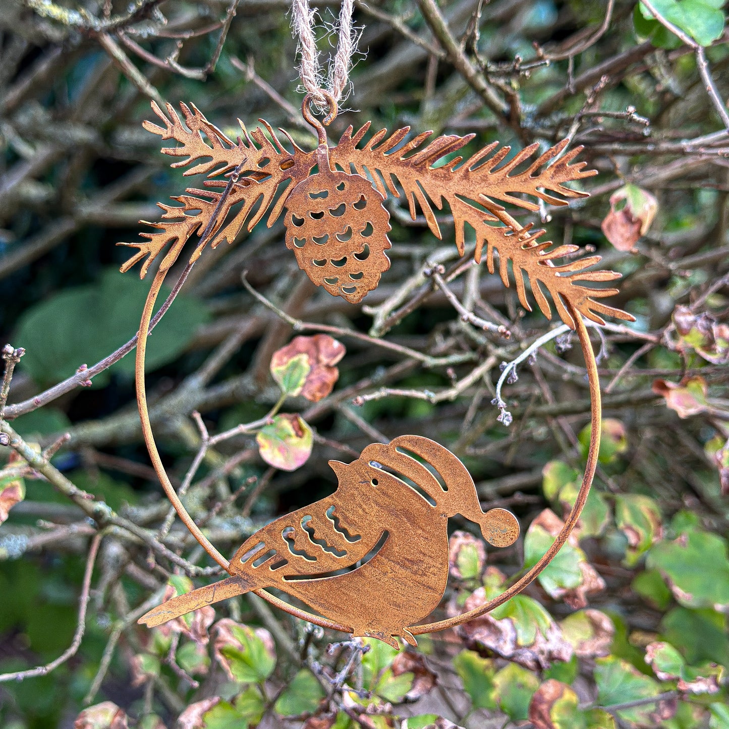 Anhänger Deko Ring "Vogel" Metall Rost 2er Set - Wohnen auf dem Land