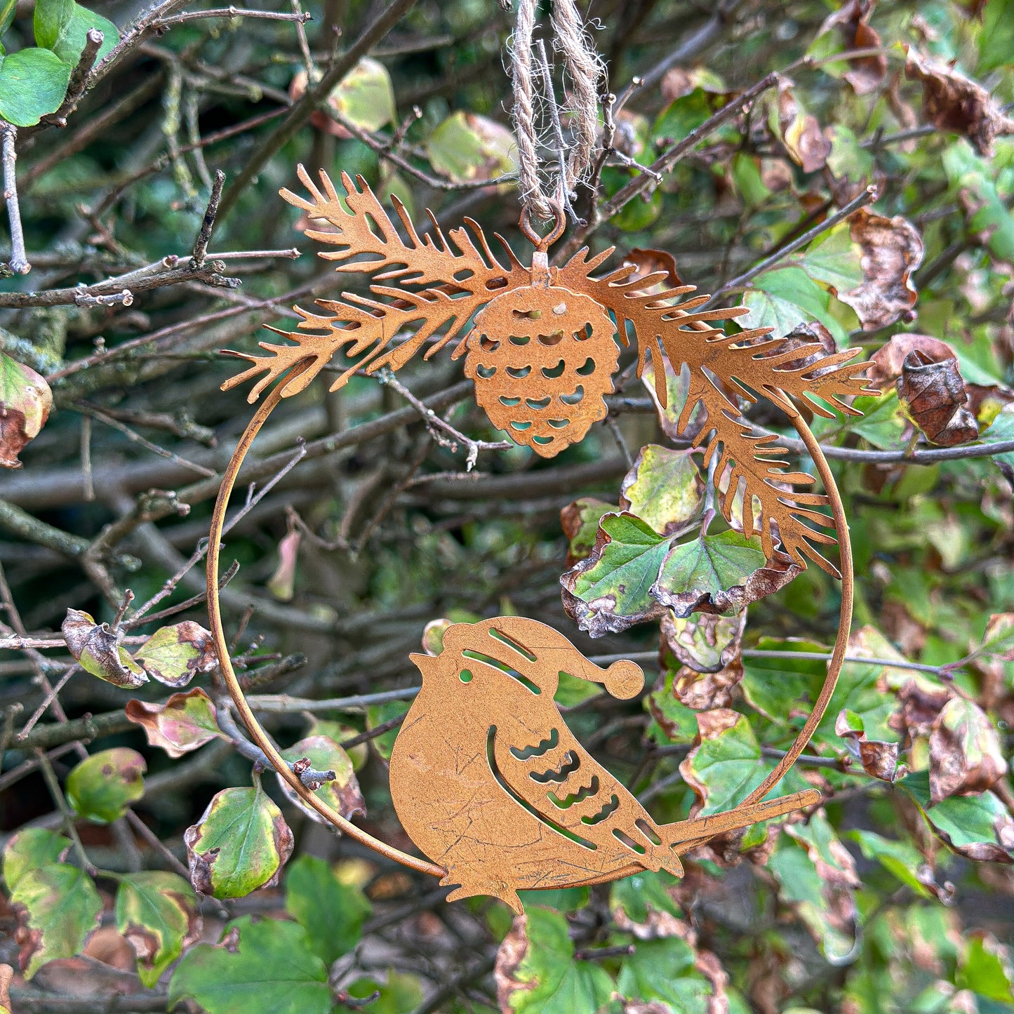 Anhänger Deko Ring "Vogel" Metall Rost 2er Set - Wohnen auf dem Land
