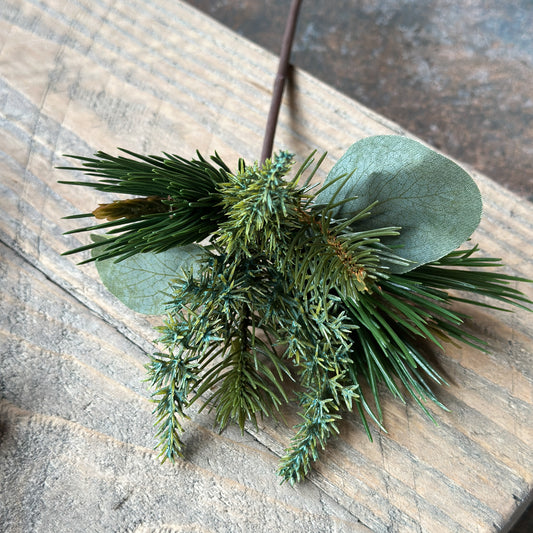 Tannen Pick mit Eukalyptus "Wintergrün" Kunststoff Grün 25cm - Wohnen auf dem Land