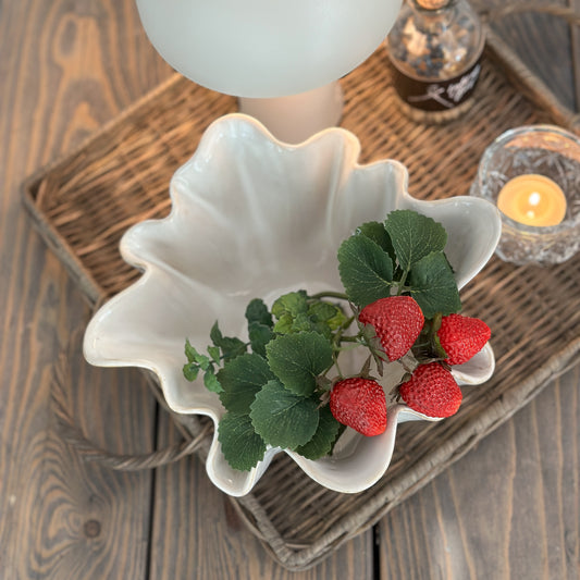 Deko Schale "Organica" Blütenform Keramik Beige glasiert 22cm - Wohnen auf dem Land