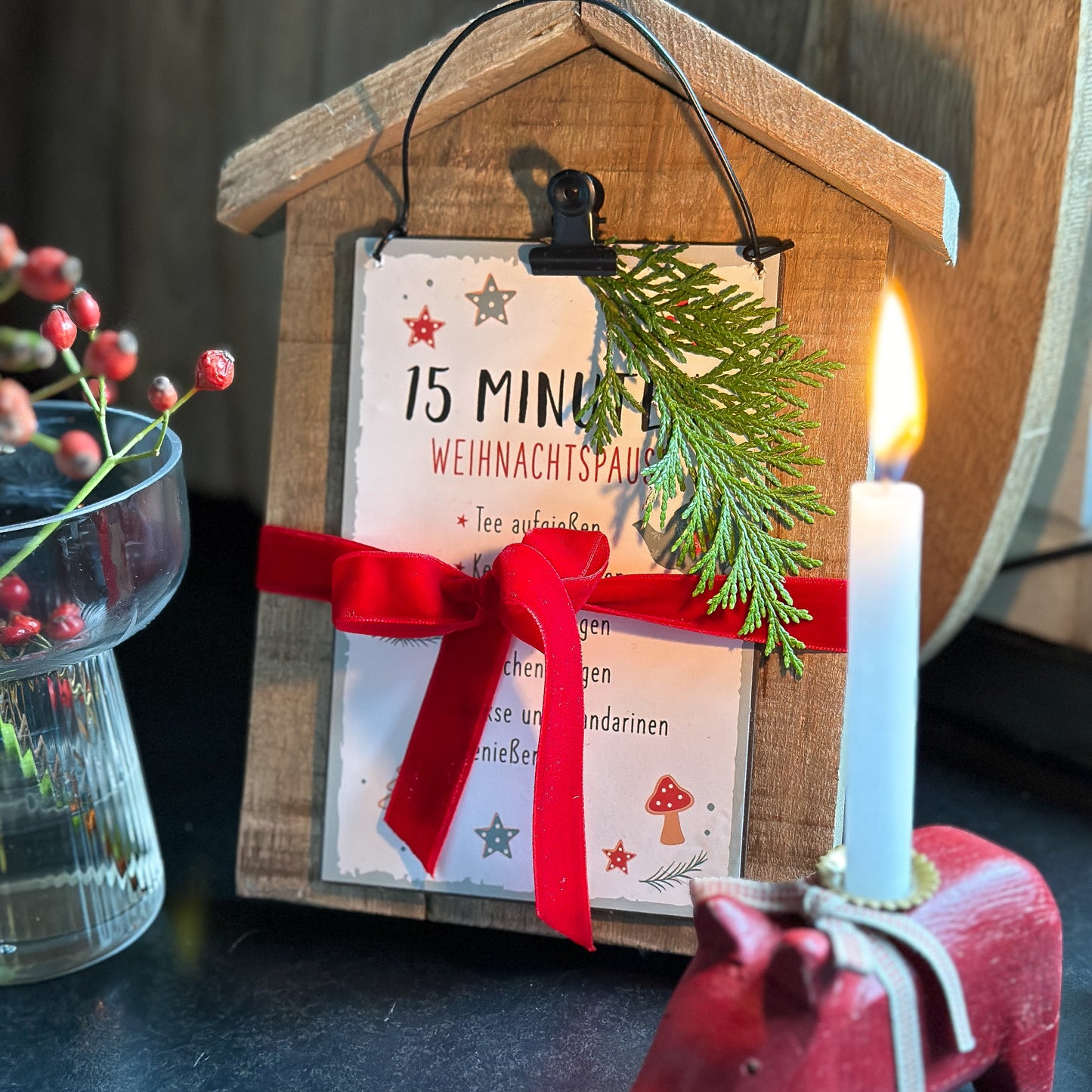 Schild "15 Minuten Weihnachtspause" Metall Aufhänger - Wohnen auf dem Land