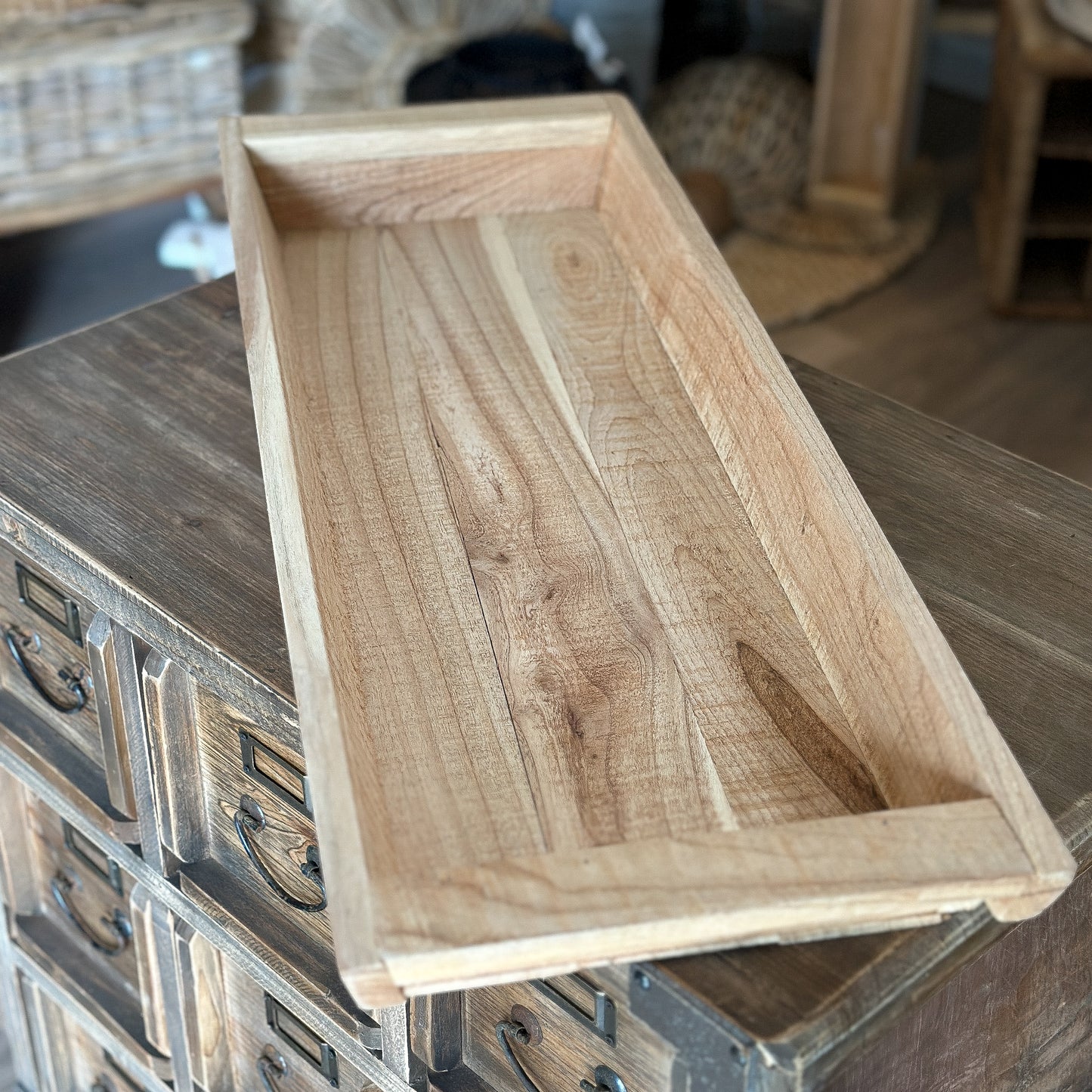 Schale Trog Molle "Jardin" Holz länglich Groß 75x26 - Wohnen auf dem Land