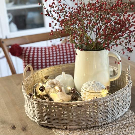 Tablett Rattan "Rond" - 2er Set - Wohnen auf dem Land