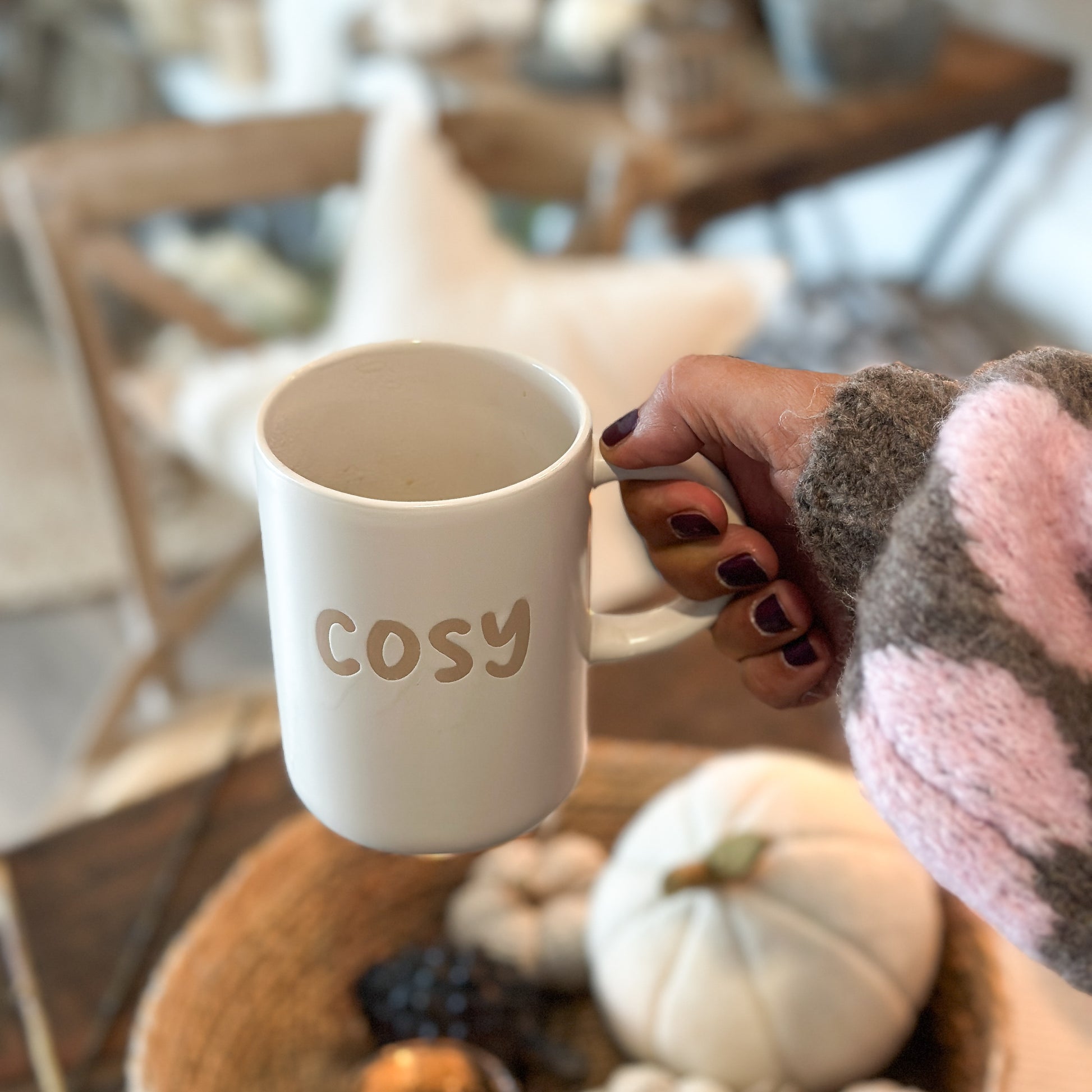 Tasse Mug XXL "Cosy" Keramik Creme 470ml - Wohnen auf dem Land