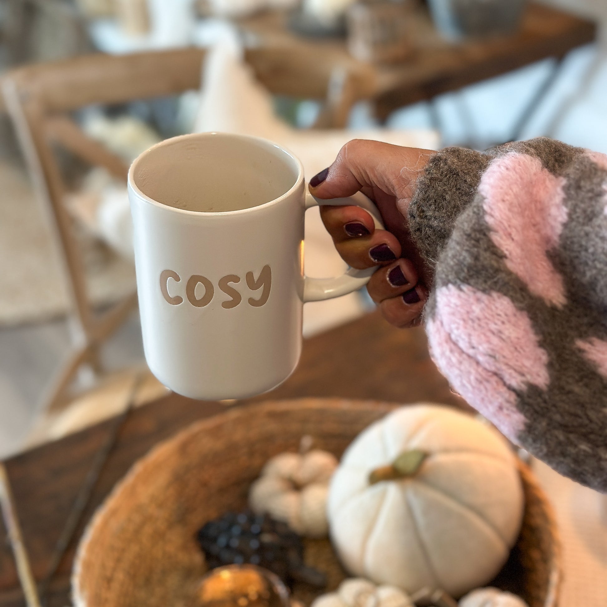 Tasse Mug XXL "Cosy" Keramik Creme 470ml - Wohnen auf dem Land