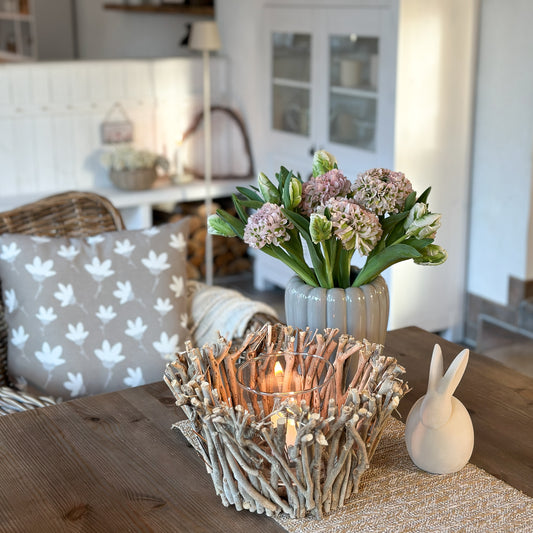 Kissen "Jill“ Blumen beige 45cm - Wohnen auf dem Land