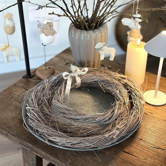 Kranz "Willow" Wild Slim Grau-Weiß 3 Größen - Wohnen auf dem Land